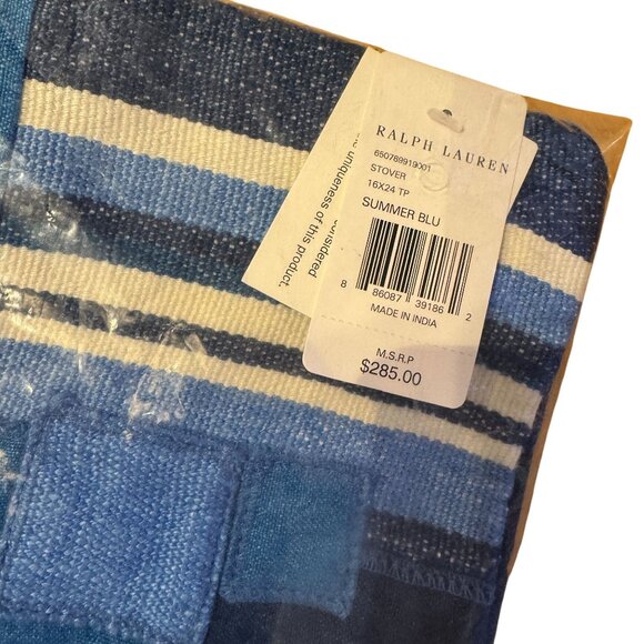Ralph Lauren Stover Throw Pillow COVER ONLY Summer Blue 16x24 NEW - Picture 4 of 5